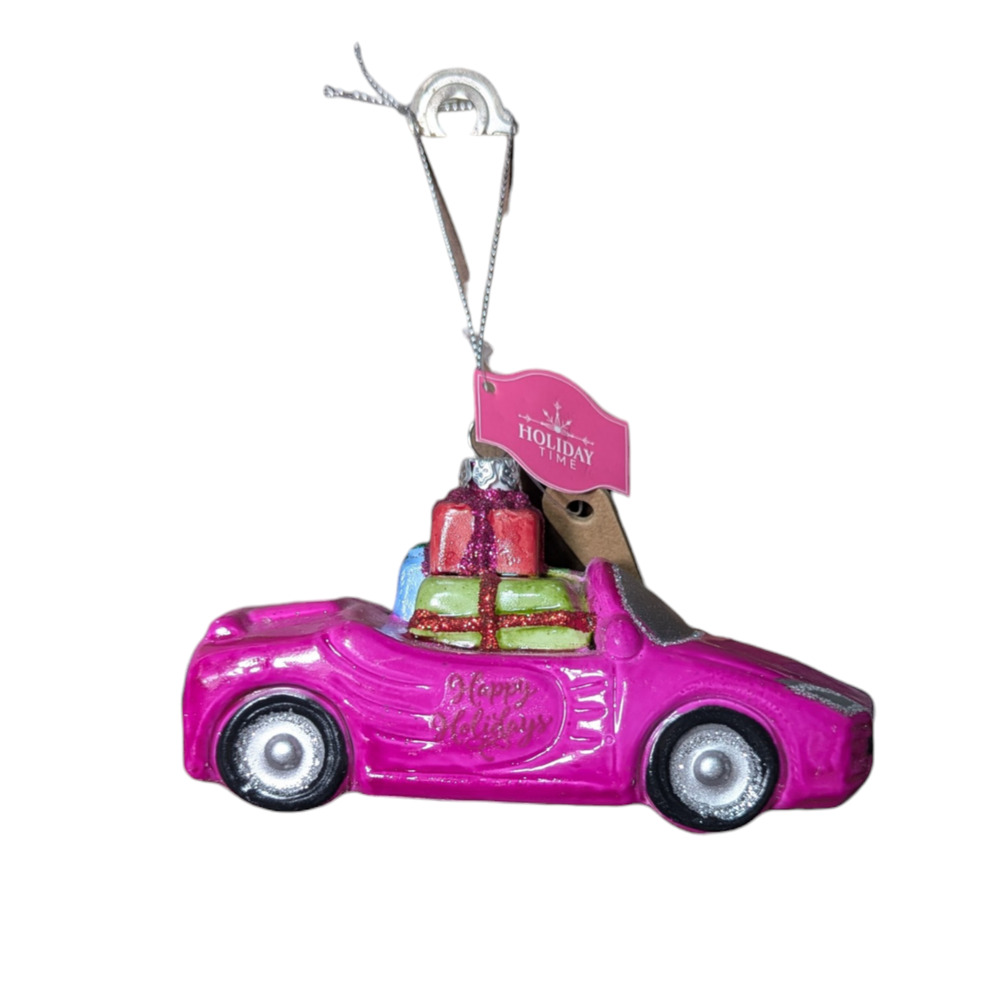 Vibrant Pink Convertible Car Christmas Tree Ornament NWT Gift